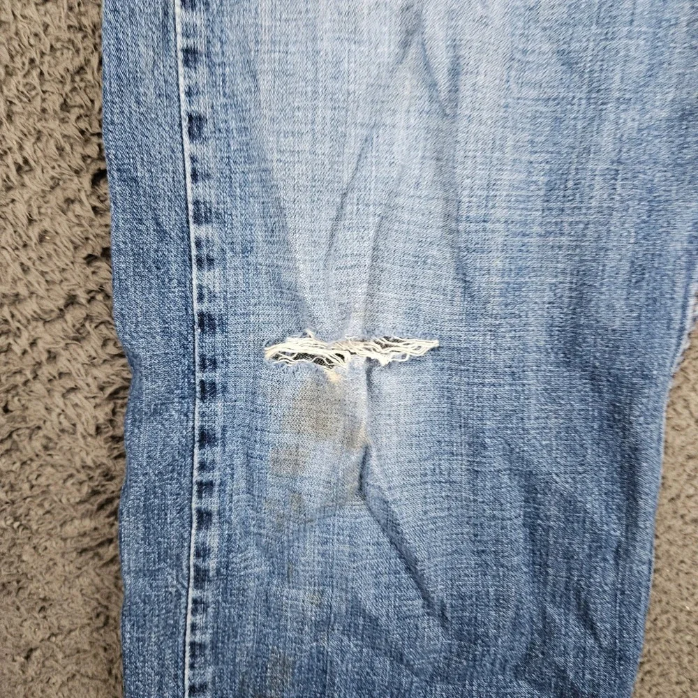 Levis 569 Mens Loose Straight‎ Leg Jeans 34x32 Blue Medium Wash Distressed Denim